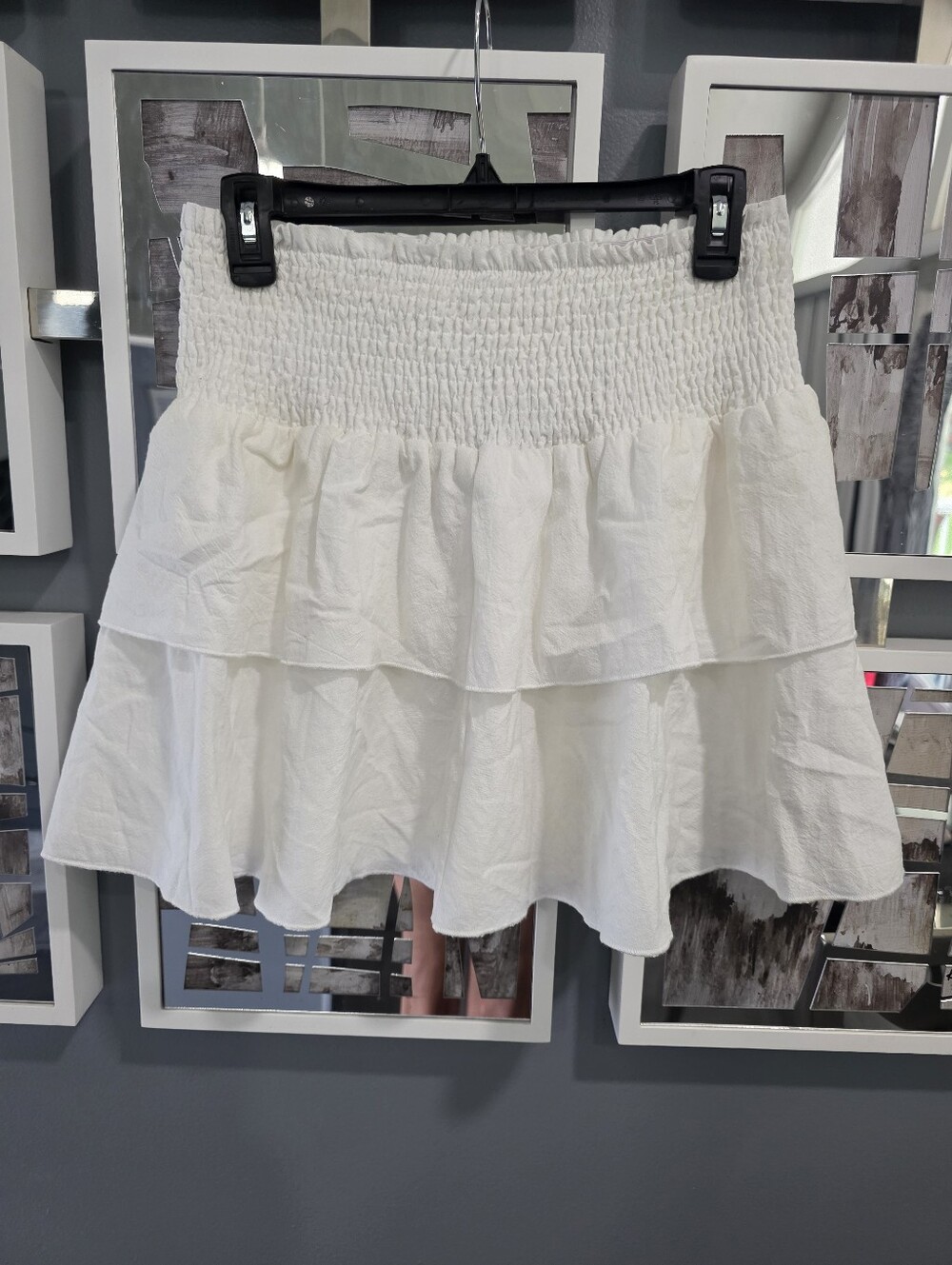 Women’s White Tiered Smocked Waist Skirt